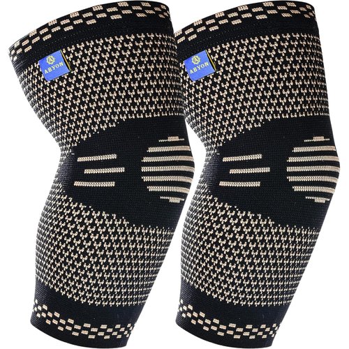 ABYON Medical Grade Elbow Compression Sleeve (2pack) Elbow Brace for Tendonitis and Tennis Elbow,Arthritis,Golf Elbow,Breathable and Supportive Elbow Brace Relief Elbow Pain for Men and Women