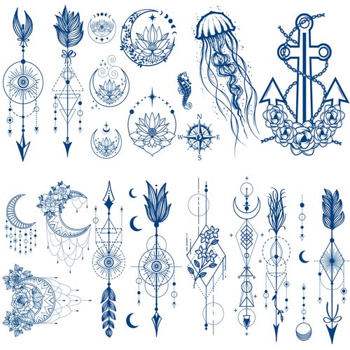 Aresvns Semi Permanent Tattoos for Women Teen Girls,Waterproof and Long-Lasting 2 Weeks Tattoos, Realistic Fake Tattoos Stickers Christmas Gift Blue