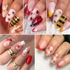 Cute Bee Ladybug Ant Nail Art Stickers, 4 Sheets 5D Embossed Self-Adhesive Nail Decals Flowers Daisy Butterfly Strawberry Nail Designs for Women Girls DIY Manicure Decorations
