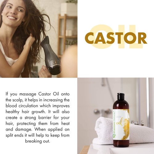 Castor Oil Pure Carrier Oil - Cold Pressed Castor Oil for Essential Oils Mixing Natural Skin Moisturizer Body & Face, Eyelash Caster Oil, Eyelashes Eyebrows Lash & Hair Growth Serum, 16 oz