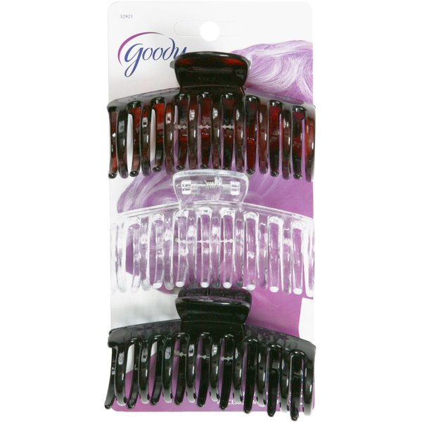 Goody Classics Claw Hair Clip, Medspiral, 3 Count (Pack of 3),(Colors may vary)
