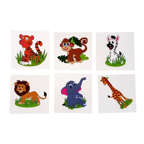 Temporary Tattoos Sticker Transfers for Children - ZOO ANIMAL Theme, BIG TOP CARNIVAL Theme, PIRATE Theme - 72 Piece Party Pack! (ZOO ANIMALS)