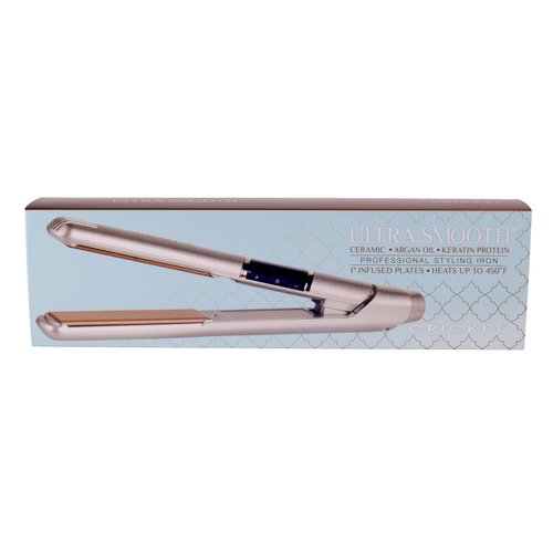 Cricket Ultra Smooth Professional Hair Straightening Ceramic Flat Iron with Argan Oil and Keratin Protein Infused Plates High Power Fast Heat Hair Straightener Styling Tool, Champagne