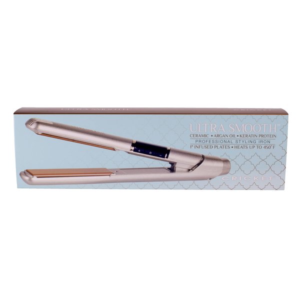 Cricket Ultra Smooth Professional Hair Straightening Ceramic Flat Iron with Argan Oil and Keratin Protein Infused Plates High Power Fast Heat Hair Straightener Styling Tool, Champagne