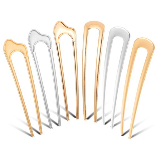 Nogeqi 6 Pcs U Hair Pins, Vintage Gold Hair Pin, French Hair Pin Silver, Metal French Pins for Thick Fine Hair, Hair Stick Pin, French Hairpin for Buns Hairstyle Accessories(Gold, Silver)