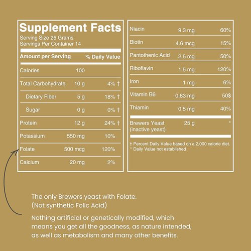 Brewers Yeast Flakes for Lactation Cookies, Breastfeeding Supplement to Boost Mother's Milk (1 Pack) - Non Fortified, Unsweetened - Kosher, Gluten Free, Non GMO, Vegan, Plant Based Protein Powder