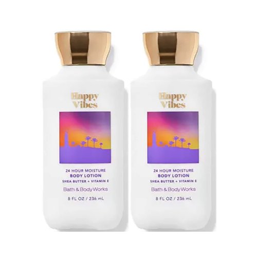 Bath & Body Works Happy Vibes Super Smooth Body Lotion Sets Gift For Women 8 Oz -2 Pack (Happy Vibes)