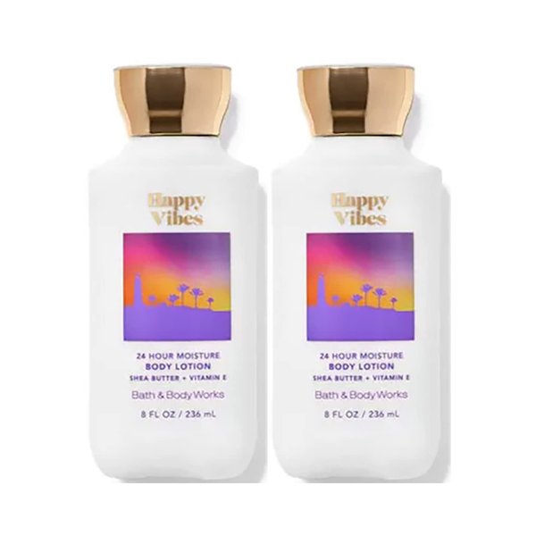 Bath & Body Works Happy Vibes Super Smooth Body Lotion Sets Gift For Women 8 Oz -2 Pack (Happy Vibes)