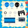 LovesTown 70PCS Video Game Balloon Garland Kit, Video Game Backdrop Table Covers Blue Birthday Balloon Arch Party Decorations for Party Birthday Supplies