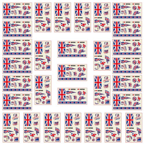 Autousa 30x Temporary Tattoos of Great Britain Flag for International Competitions 2024 European Championship Football World Cup Face Waterproof Flags Stickers (30 Sheets)