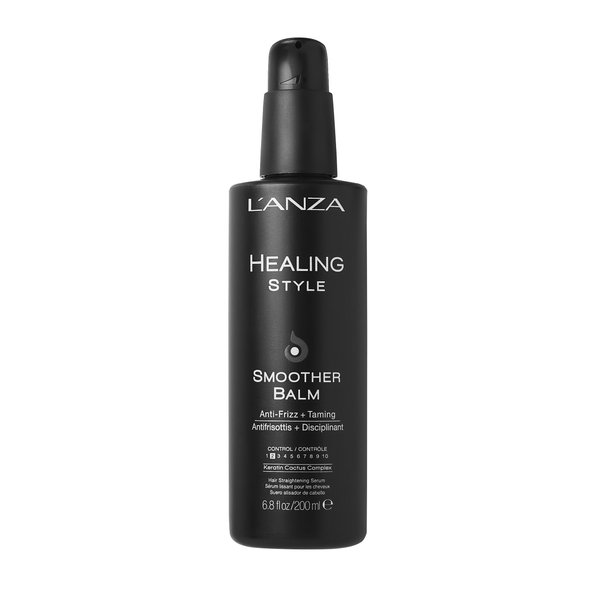 L'ANZA Healing Style Smoother Balm, New & Improved Keratin Hair Treatment & Hair Straightener Serum, Heat Protection & Anti Frizz Hair Product, Luxury Hair Care for Curly Frizzy Hair (6.8 Fl Oz)