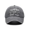Waldeal Men's Embroidered Camping Hair Don't Care Vintage Baseball Cap Grey
