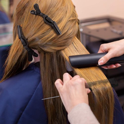 Magnetic Wrist Sewing Pincushion Pin Holder Wristband Pin Cushion Holder with 2 Pieces Stainless Steel Pintail Rat Tail Comb, 5 Pieces Wide Teeth Alligator Sectioning Hair Clip for Hair Sewing (Black)