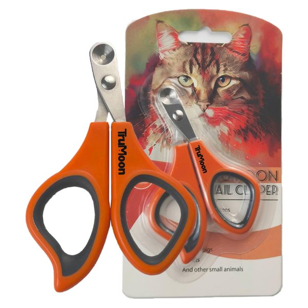 Trumoon Circular Cut Hole Cat Nail Clippers and Trimmers - Avoid Over Cutting Pet Nail Clippers for Hyperactive Cats Who Like to Struggle - Professional Grooming Tool for Cat Kitten(2mm-Orange)