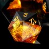 Haxtec Galaxy DND Dice Set Sharp Edge Dice with Dice Case Handmade Yellow Black Resin D&D Dice Set for TTRPGs Dungeons and Dragons Gifts