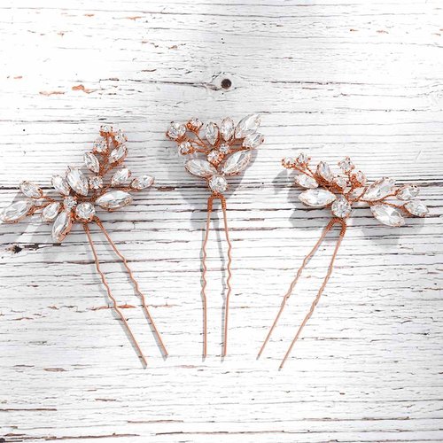 Asooll Crystal Bride Wedding Hair Pins Rhinestone Bridal Hairpiece Crystals Hair Accessories for ...