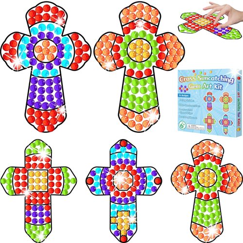 Christmas Nativity Scene Cross Craft Kit Religious Jesus Sunday School DIY Diamond Painting Bible School Christian Arts Craft Kits for 4 8 10 Toddlers Preschool Kids Home Class Activities Supplies