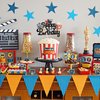 1 PCS Movie Happy Birthday Cake Topper Glitter Roll Camera Video Recorder Popcorn Movie Night Cake Pick for Hollywood Theme Family Film Baby Shower Birthday Party Cake Decorations Supplies Black
