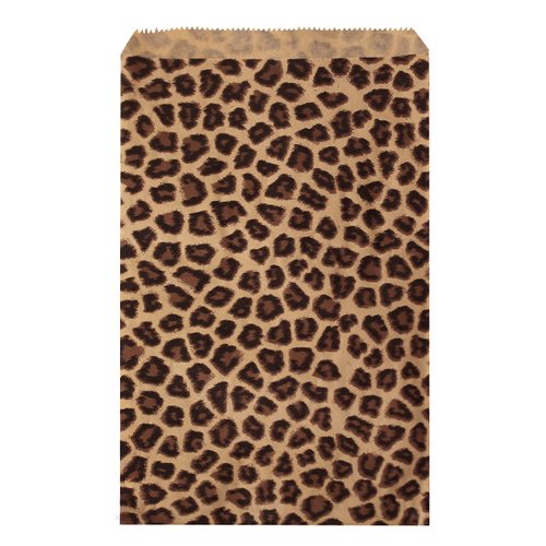 Ikee Design 200 Pcs of 6" X 9" Flat Plain Prints Paper or Patterned Kraft Bags for Candy, Cookies, Merchandise, Party Favors, Gift Bags, Small Paper Bags, Leopard Pattern