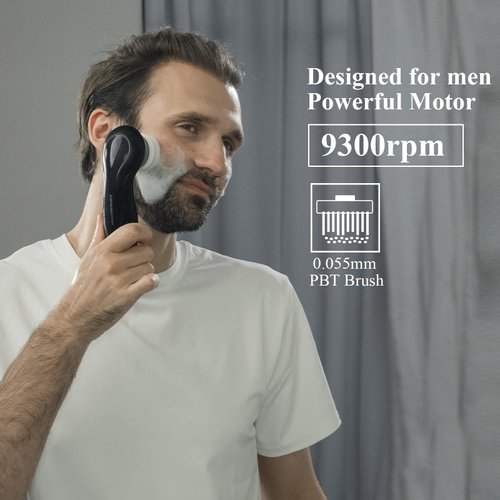 TOUCHBeauty Facial Cleansing Brush for Men Face Scrubber with Advanced PBT Bristles Spin Brush & Stand,Facial Cleansing System Designed for Men |Dual speed, Waterproof, Battery Powered TB-0759M