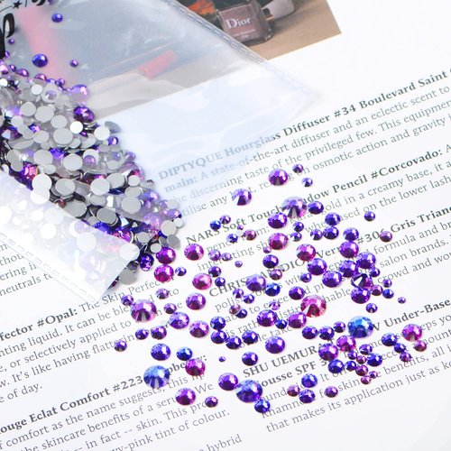 AD Beads 1440pcs Mixed Size Non Hotfix Quality Rhinestones Flatback Nail Art Pick Color (37 Purple Velvet)