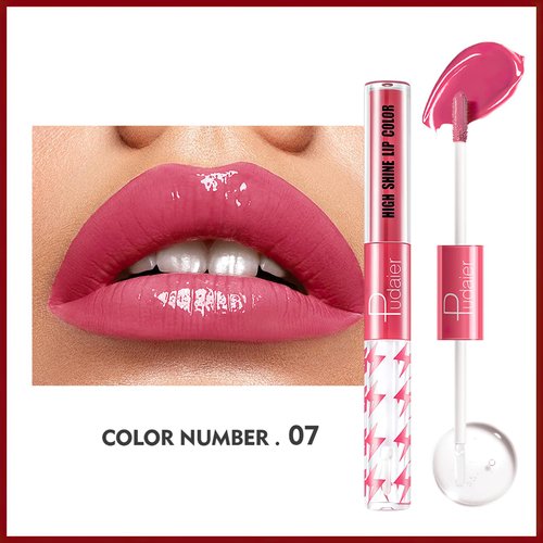 MIELIKKI Liquid Lipstick with Clear Lip Gloss, Dual Ended Lip Gloss, Moisturizing Lip Oil, High Pigmented Shine, Long Lasting, Lightweight, Non-Sticky, #07