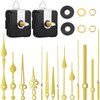 2 Pieces High Torque Long Shaft Clock Movement Mechanism with 5 Different Pairs of Hands Clock Repair Parts Replacement (20 mm, Gold)