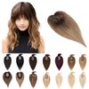SEGO Hair Toppers for Women Real Human Hair With Bangs 7 * 13CM Silk Base 100% Remy Human Hair Clip in Top Wiglet Hair Pieces for Thinning Hair /12 Inch Medium Brown to Dark Blonde