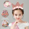 SuPoo Birthday Girl Crown and Sash Flower Birthday Headband Princess Crown Glitter Hair Band Cute Birthday Sash Tiara for Girls Happy Birthday Decorations for Girl Birthday Accessories