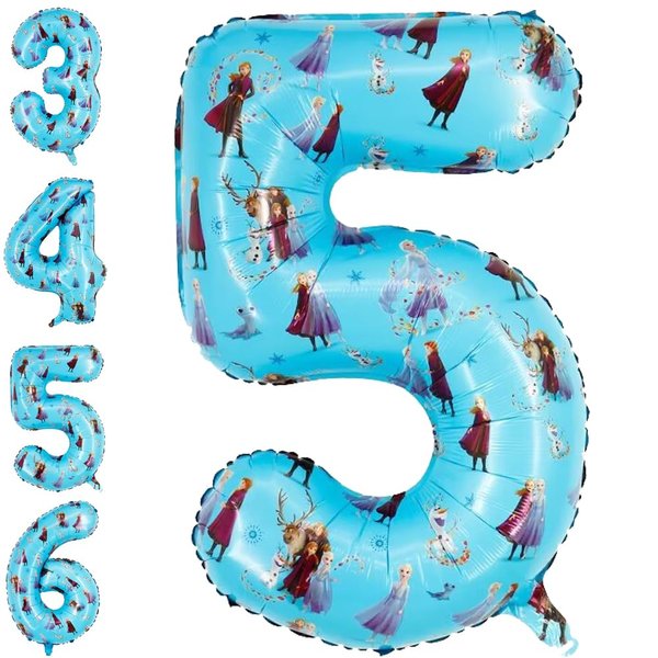 HBDTJN Froze Number 5 Balloon 32 Inch Jumbo Digit Print Foil Mylar Helium Balloons for Froze Birthday Party Decoration Supplies