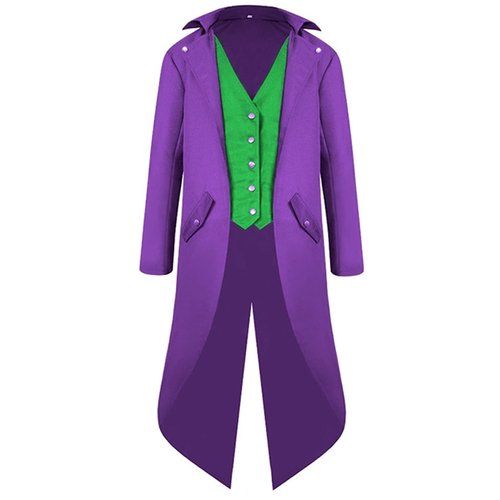 SIAEAMRG Renaissance Steampunk Tailcoat Halloween Costumes for Boys, Medieval Pirate Vampire Victorian Jacket Frock Coat Kids (Purple, XL)