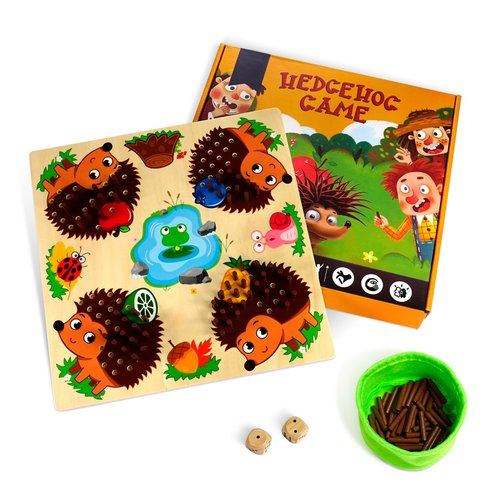 FICCURYS Hedgehog Game Montessori Toys for 3+ Year Old Toddlers,Baby Fine Motor Skill Wooden Toys,Early Education Counting Matching Game Toys,Hedgehog Board Game for Kids Birthday