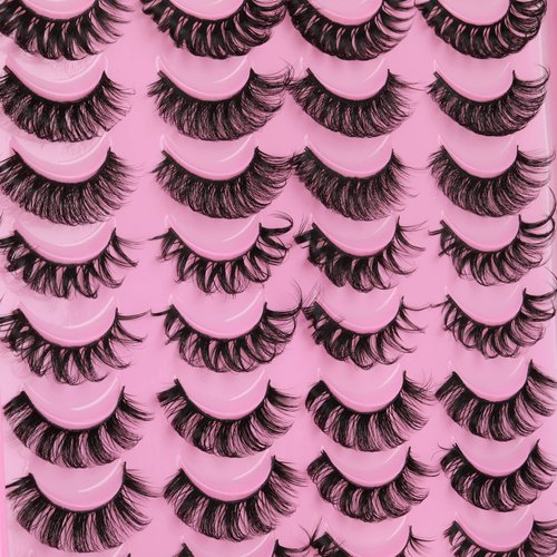 False Eyelashes Russian Strip Lashes D Curl 20 Pairs 5 Styles Pack Fluffy Natural Fake Lashes Look like Eyelash Extensions by Yawamica