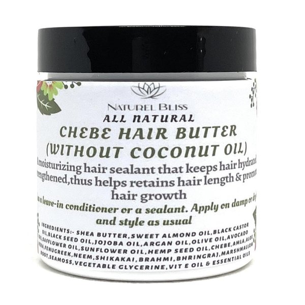 Chebe Hair Growth Butter(No Coconut Oil)/Chebe with Aloe vera/Amla Powder/Jamaican Black Castor Oil/Fenugreek (Unscented, 4 oz)