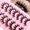 7 Pairs Manga Lashes Wet Look 16mm Flu-ffy D Curl Lashes Volume Spiky Lashes Dramatic Cosplay Lashes Wispy Fairy Lashes Faux Mink False Eyelashes Japanese Korean Lashes(S22)