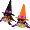 2pcs Halloween Duck Ornaments, 1.96x1.85 Inch Rubber Duck Ornaments Mini Witch Hat Ducks with Sunglasses Necklace Halloween Accessories for Halloween Themed Car Decor