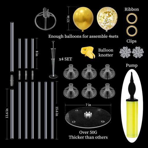 ZJDHPTY Black Gold Party Decorations Balloon Stand Centerpiece Table Decorations for Birthday Graduation Wedding Retirement Anniversary Father's Day Halloween New Years 2025 (Black gold set4)
