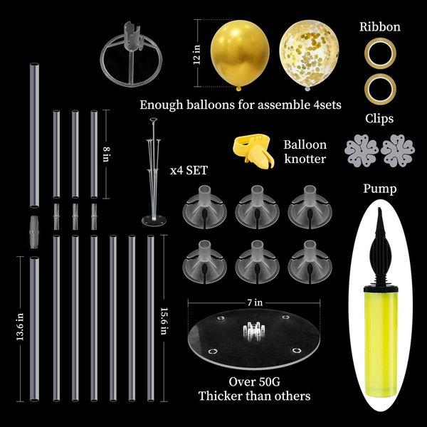 ZJDHPTY Black Gold Party Decorations Balloon Stand Centerpiece Table Decorations for Birthday Graduation Wedding Retirement Anniversary Father's Day Halloween New Years 2025 (Black gold set4)