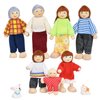 Jzszera Wooden Doll House People of 7 Miniature Figures and 2 Pets, Dollhouse Dolls Family Set Accessories for Girls Toddler Kids Pretend Play and Imaginative Fun