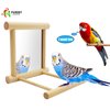 Bllesqelax Bllesqelax Bird Parakeet Mirror for Cage,Parrot Perch Stand,Wooden Hummingbird Swing Toy,Parakeet Accessories for Cockatiels Conure Finch Lovebird Canary African Grey Macaw