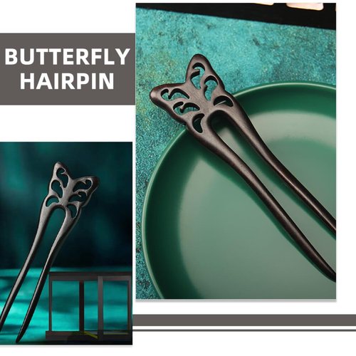 Healeved Wooden Hair Forks Wood Hairpin Vintage Hair Stick 2 Prong French Pins U Shape Hair Bun Stick Hair Pins for Women Hair Accessories