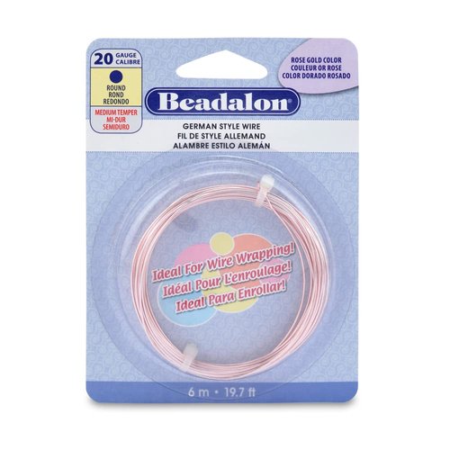 Beadalon German Style Wire for Jewelry Making, Round, Silver Plated Rose Gold Color, 20 Gauge, 19.7 ft