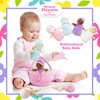 June Garden My First Basket Plush Baby Doll Set - Includes 1 Basket and 4 Multicultural Soft Plush Babies with Emotional Expressions for Infants and Toddlers Birth and Up