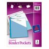 Avery Binder Pockets for 3 Ring Binders, Assorted (Blue, Clear, Green, Pink and Yellow), Pack of 5 Binder Pockets (75244)