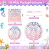 LMJUNZZ 120 Pieces Mermaid Scale Birthday Party Tableware Set - Includes Plates, Napkins, Forks - Ocean Themed Decorations for Girls Party - Ideal for 30 People