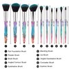 Makeup Brushes Set Crystal Handle - 10pcs Colorful Diamond Cosmetic Kabuki Brushes Foundation Concealer Face Powder Eye Shadows Highlight Brush Kit For Makeup