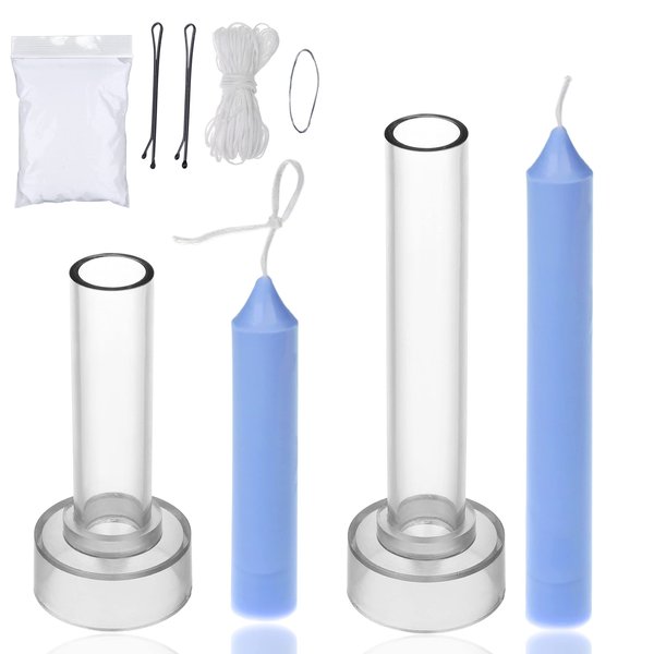 Taper Candle Mold Set-2PC Pillar Candle Molds -Perfect for Making Emergency Candles, Chime Candles, Table Candles-30 Ft. of Wick, A Mold Sealer and 2 Candle Wick Clips Included as a Gift.