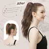 FESHFEN Ponytail Extensions, Long Claw Clip in Ponytail Hairpiece Synthetic Pony Tails Hair Piece Natural Wavy Hairpieces for Women, 20 inch Black & Caramel Brown