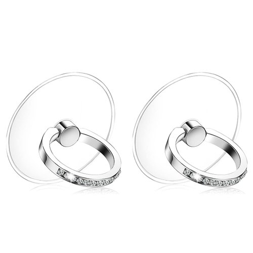 Kinizuxi Cell Phone Ring Holder Stand 2 Packs Sliver, Glitter Diamond Phone Ring Finger Kickstand Universal 360 Degree Rotation,Clear Phone Ring Grip Compatible with Various Mobile Phones