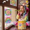 HAPMARS 4 pcs Window Art Suncatcher Kits for Kids Crafts Ages 6-8, Fun Arts and Crafts for Girls Ages 8-12, Creative Activity DIY Toys, Birthday Gifts for 7 Year Old Girl(Rainbow)